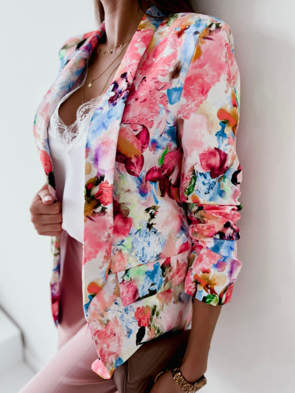 Women’s Floral Business Suit Jacket in 5 Colors S-XXL