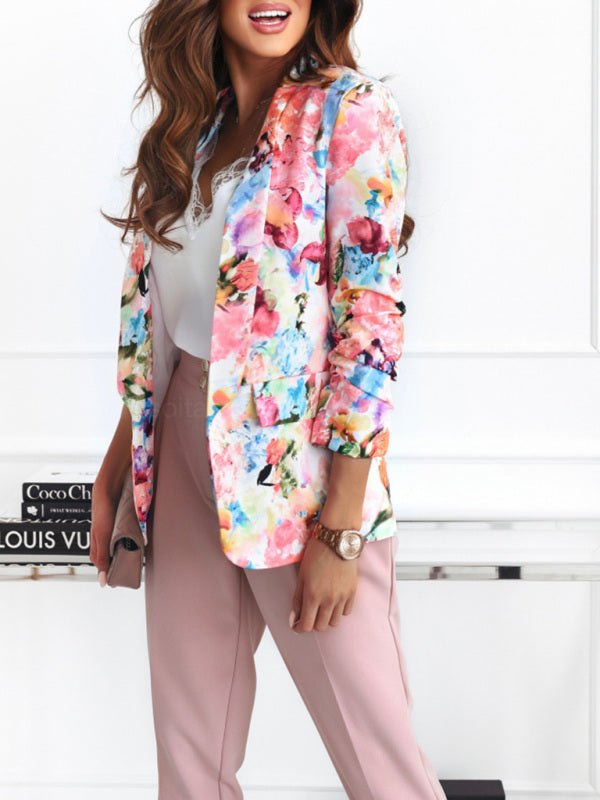 Women’s Floral Business Suit Jacket in 5 Colors S-XXL