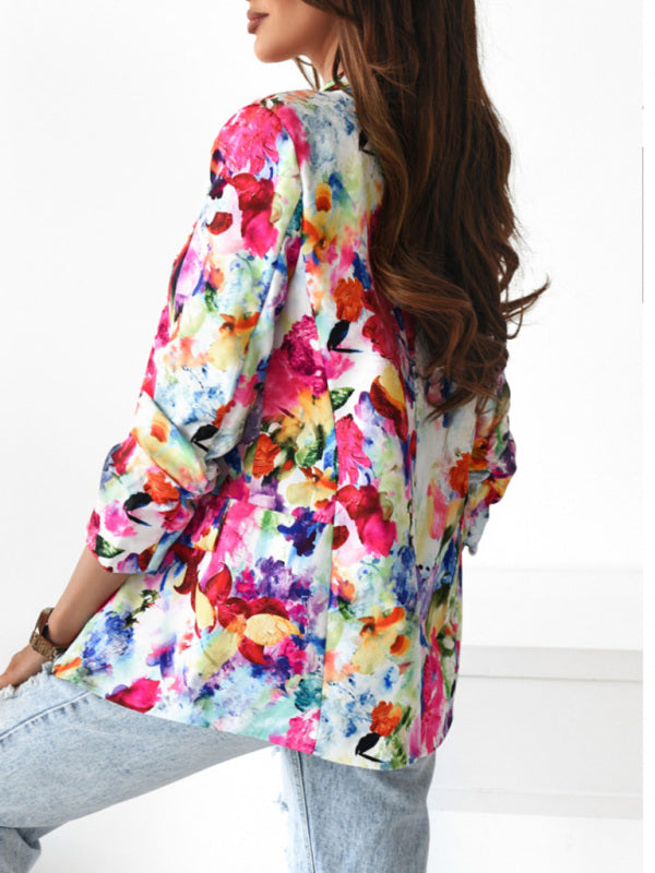 Women’s Floral Business Suit Jacket in 5 Colors S-XXL