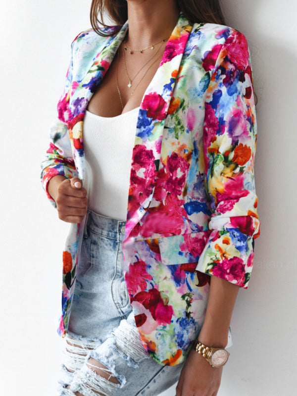 Women’s Floral Business Suit Jacket in 5 Colors S-XXL