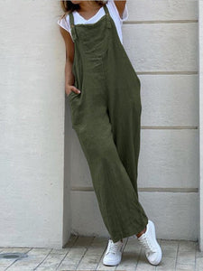 Women's Linen Jumpsuit with Pockets in 3 Colors Sizes 4-30 - Wazzi's Wear