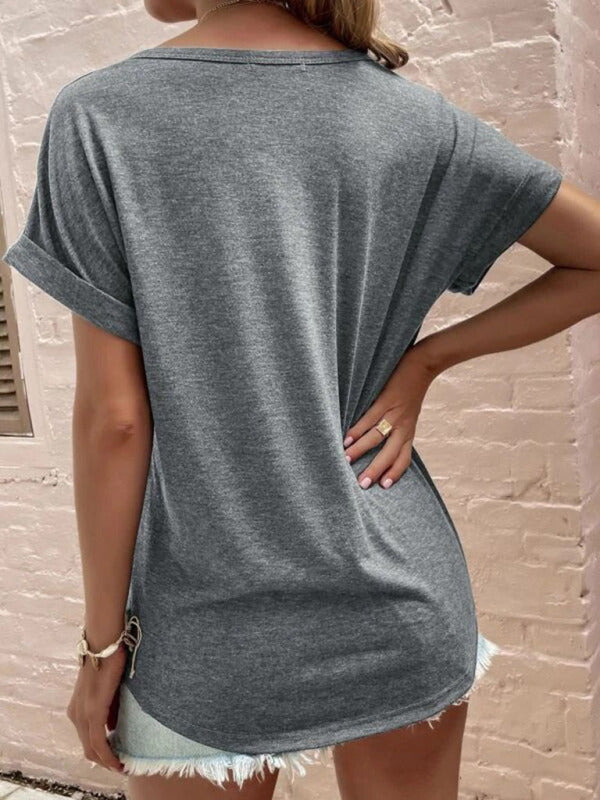 Women’s V-Neck Short Sleeve Top in 7 Colors Sizes 4-16 - Wazzi's Wear
