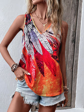 Load image into Gallery viewer, Women&#39;s Feather Print V-Neck Tank Top Size 4 Bust 37