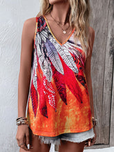 Load image into Gallery viewer, Women&#39;s Feather Print V-Neck Tank Top Size 4 Bust 37