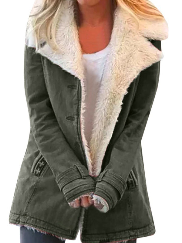 Women’s Plush Long Sleeve Jacket with Lapel Size 8 - Wazzi's Wear