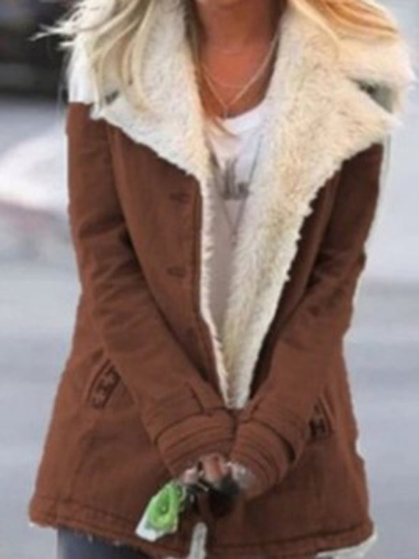 Women’s Plush Long Sleeve Jacket with Lapel Size 8 - Wazzi's Wear