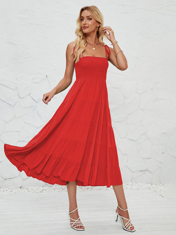 Sundress for Women/Women's Sleeveless Ruffled Summer Midi Dress