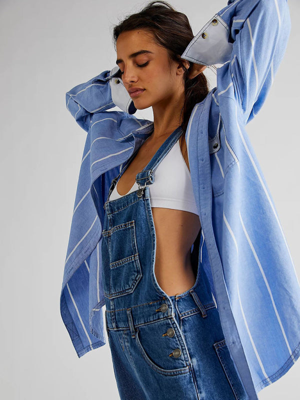 Denim Overalls for Women with Adjustable Straps