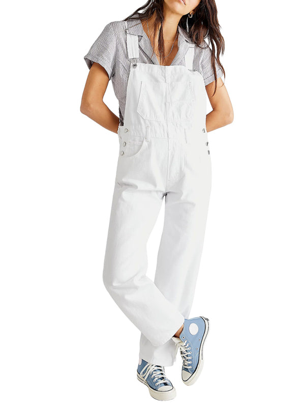 Denim Overalls for Women with Adjustable Straps