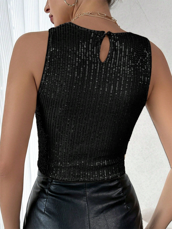 Women’s Sequined Sleeveless Crop Top in 3 Colors