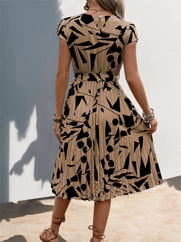 Women’s Sleeveless Printed Pleated Midi Dress