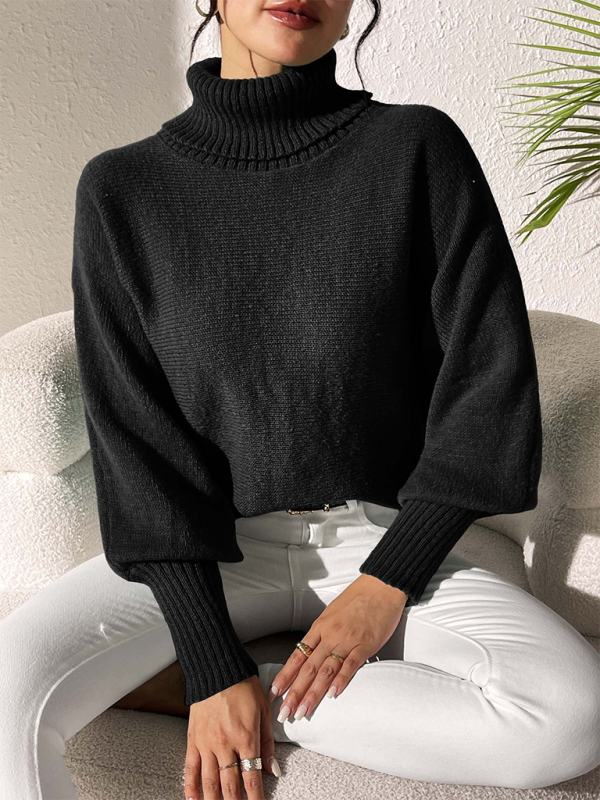 Women’s Solid Colour Cuffed Long Sleeve Turtleneck Sweater