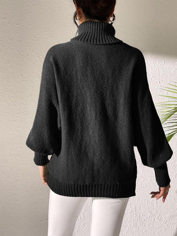 Women’s Solid Colour Cuffed Long Sleeve Turtleneck Sweater