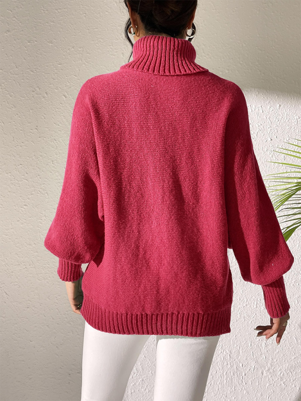 Women’s Solid Colour Cuffed Long Sleeve Turtleneck Sweater