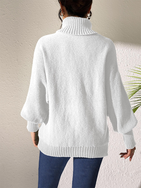 Women’s Solid Colour Cuffed Long Sleeve Turtleneck Sweater