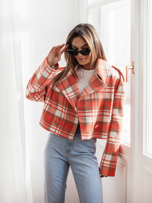 Women’s Plaid Single-Breasted Wool Jacket