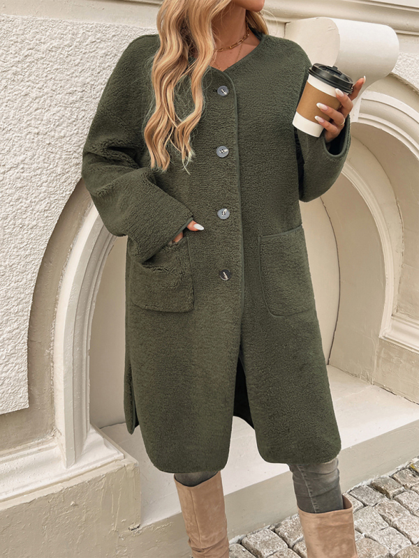 Women’s Knee-Length Cardigan Coat with Pockets