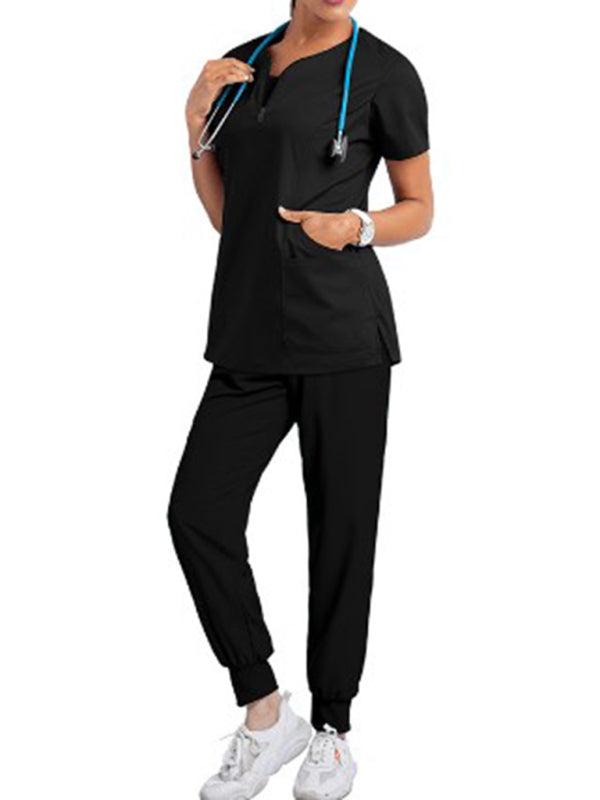 Women’s Scrubs with Short Sleeve Top and Jogger Pants