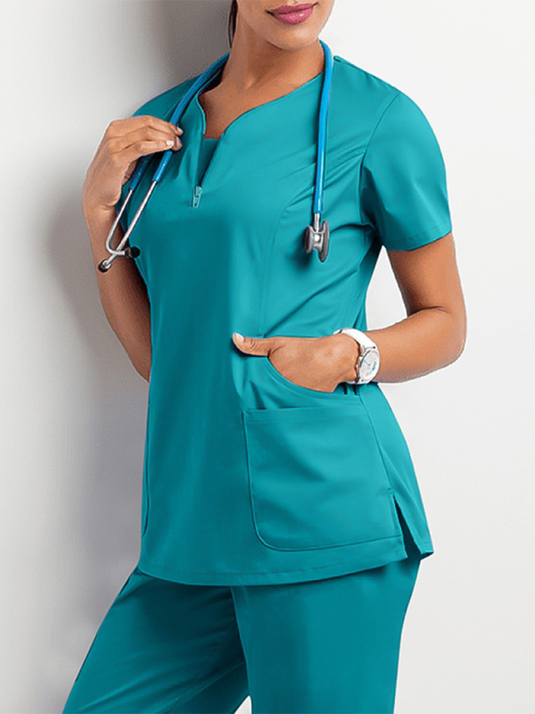 Women’s Scrubs with Short Sleeve Top and Jogger Pants