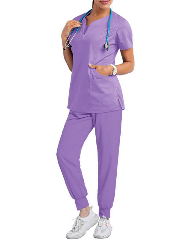 Women’s Scrubs with Short Sleeve Top and Jogger Pants