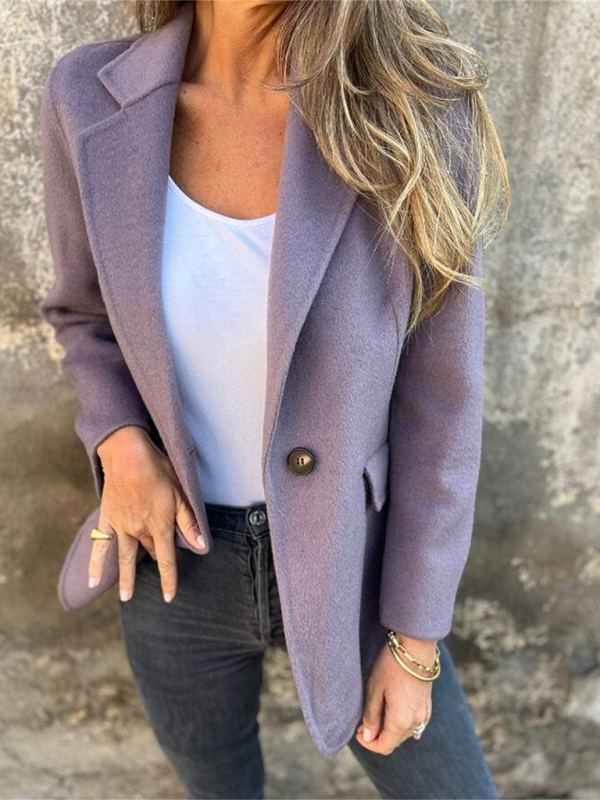 Women’s Buttoned Solid Colour Tweed Jacket