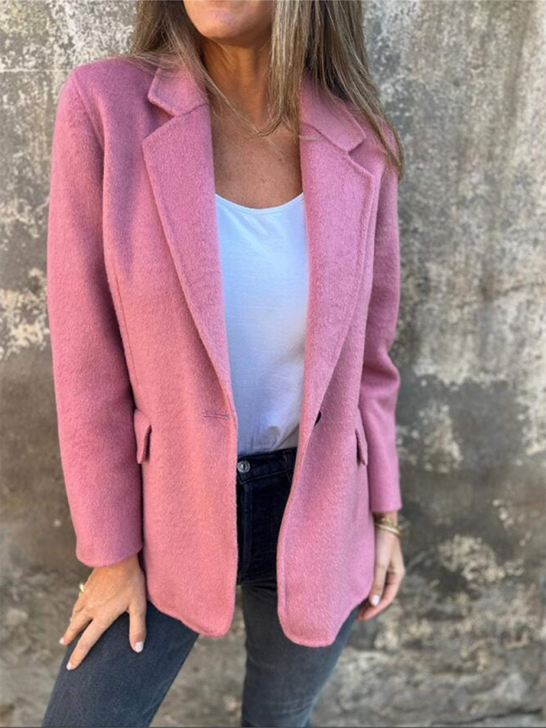 Women’s Buttoned Solid Colour Tweed Jacket