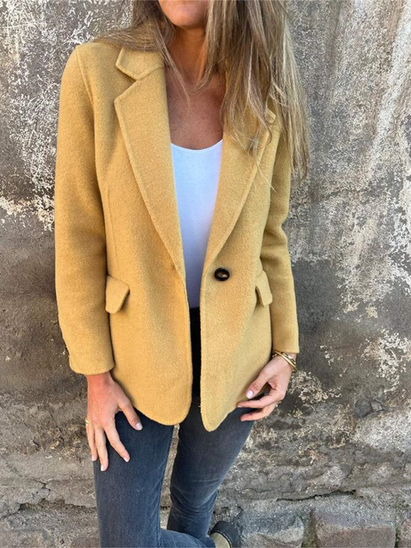 Women’s Buttoned Solid Colour Tweed Jacket