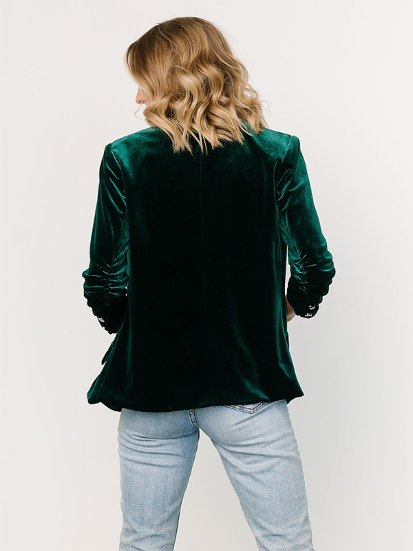 Women’s Velvet Blazer with Lapel and Pockets