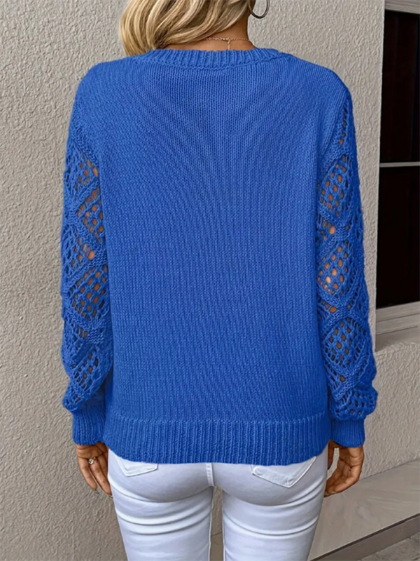 Women's V-Neck Long Sleeve Solid Colour Sweater