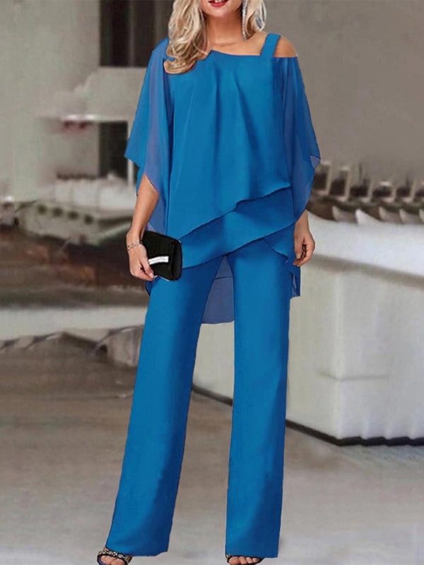 Elegant Half Sleeve Blouse with Pants Set