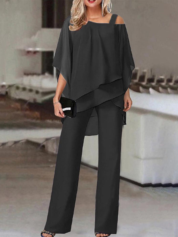 Elegant Half Sleeve Blouse with Pants Set