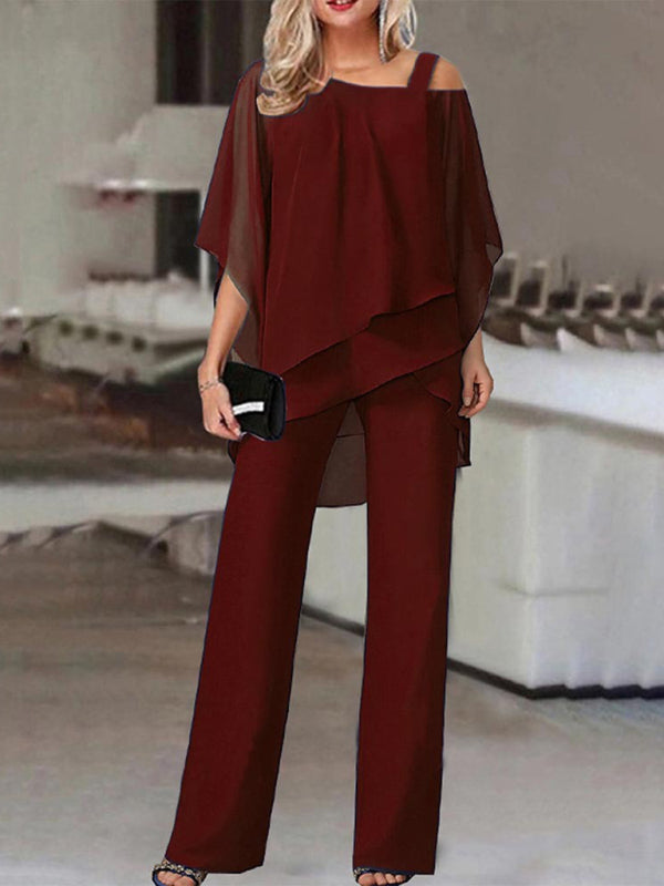 Elegant Half Sleeve Blouse with Pants Set