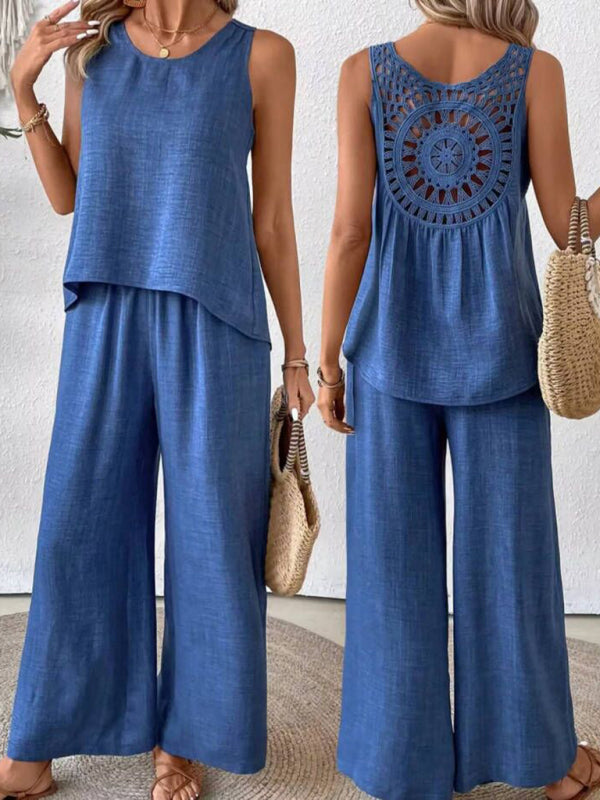 Women’s Two-Piece Pants Set with Sleeveless Top