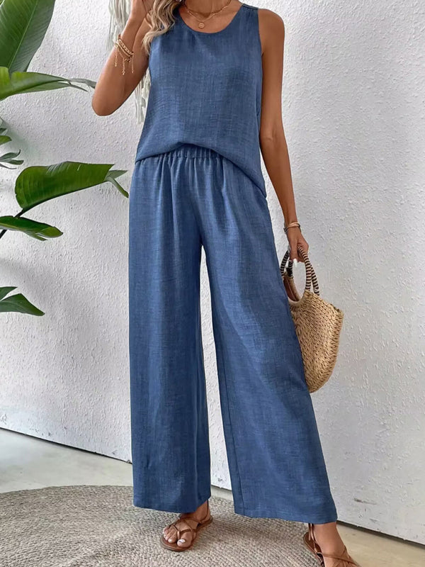 Women’s Two-Piece Pants Set with Sleeveless Top