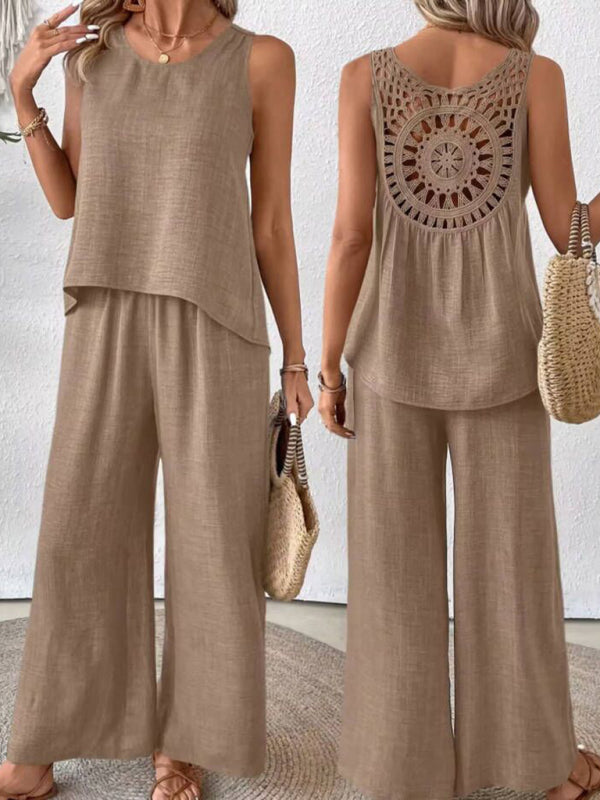 Women’s Two-Piece Pants Set with Sleeveless Top