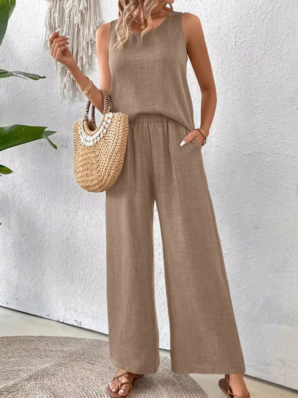 Women’s Two-Piece Pants Set with Sleeveless Top