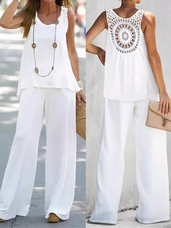 Women’s Two-Piece Pants Set with Sleeveless Top