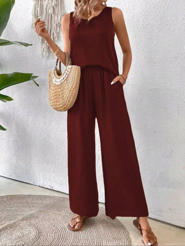 Women’s Two-Piece Pants Set with Sleeveless Top