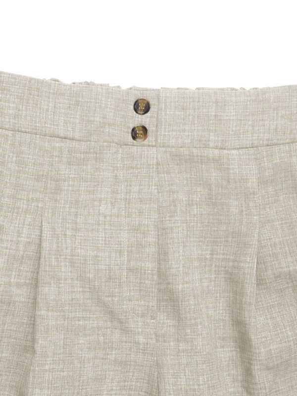 Pleated Shorts with Elastic Waist and Pockets