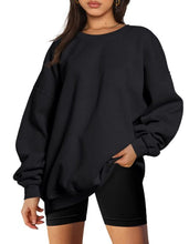 Load image into Gallery viewer, Women’s Round Neck Long Sleeve Fleece Sweatshirt in Black M/L - Wazzi&#39;s Wear