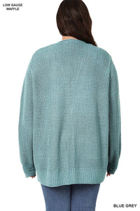 Plus Size Knit Cardigan with Front Pockets 1X-3X - Wazzi's Wear