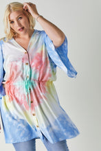 Load image into Gallery viewer, Plus Size Tie Dye Button Down Tunic with Drawstring Waist - Wazzi&#39;s Wear