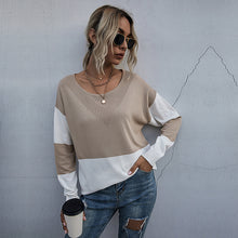 Load image into Gallery viewer, Women’s Colorblock Long Sleeve Round Neck Sweater in 4 Colors S-XL - Wazzi&#39;s Wear