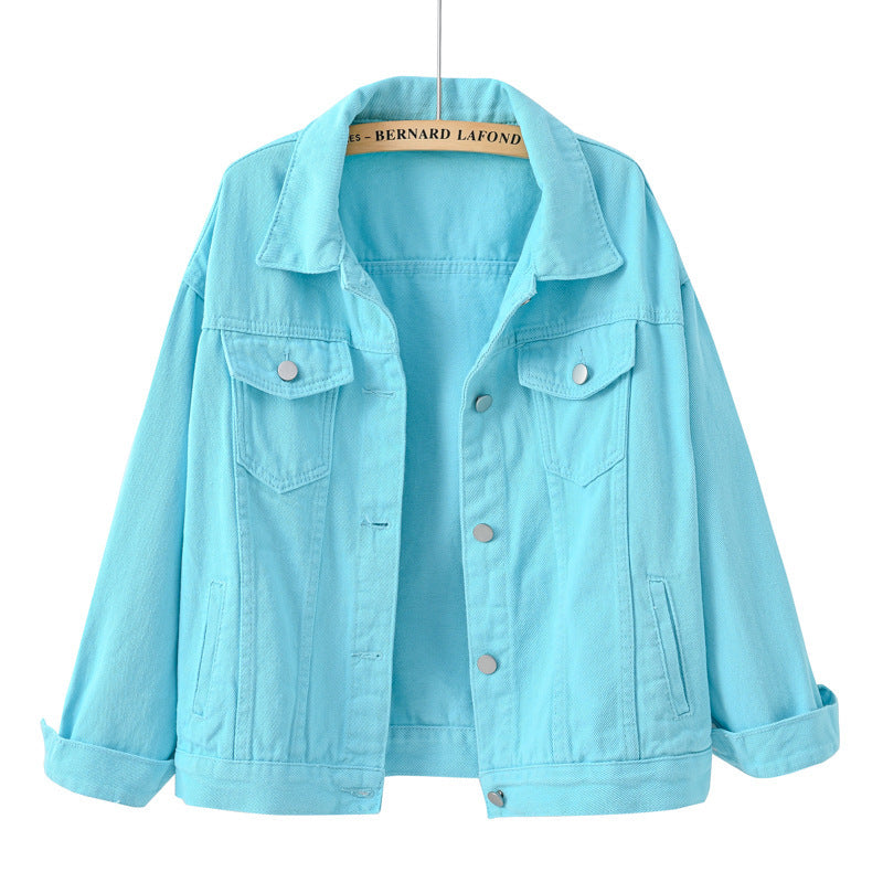 Women’s Buttoned Denim Jacket with Pockets in 11 Colors Sizes 4-16 - Wazzi's Wear
