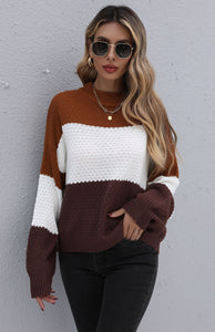 Women’s Long Sleeve Colorblock Sweater S-XL