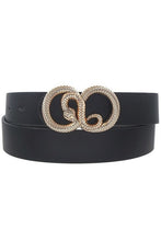 Load image into Gallery viewer, Black Belt with Gold Snake Buckle