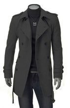 Load image into Gallery viewer, Men&#39;s Double Breasted Woolen Coat with Waist Tie and Pockets M-4XL - Wazzi&#39;s Wear