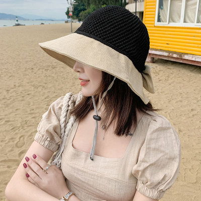 Women’s Woven Brimmed Hat with Bow in 5 Colors - Wazzi's Wear