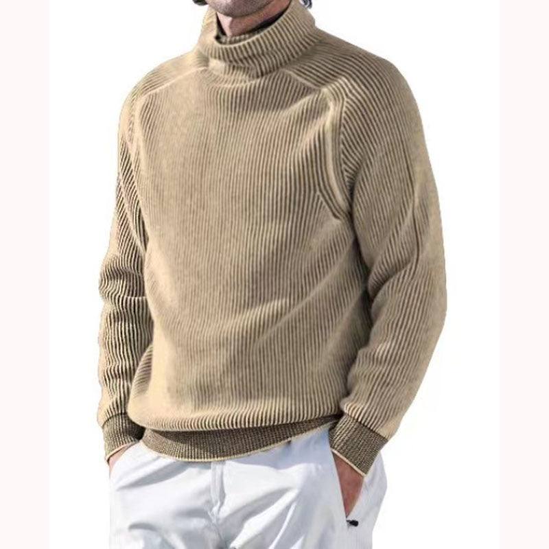 Men's High Collar Long Sleeve Knit Sweater in 5 Colors M-3XL - Wazzi's Wear