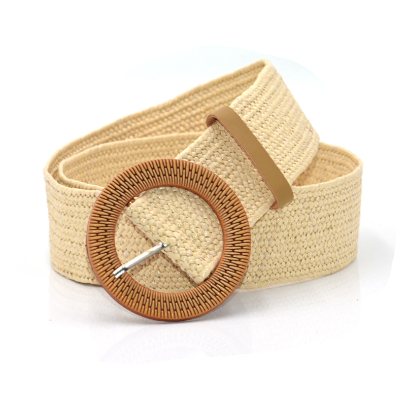 Women’s Boho Woven Belt with Wooden Buckle in 5 Colors/Styles - Wazzi's Wear